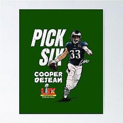 2025 Super Bowl Pick Football Rookie Cooper DeJean 33 Cartoon Poster