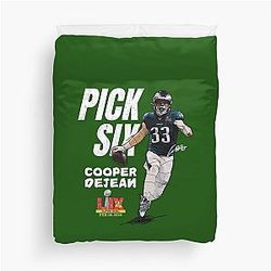 2025 Super Bowl Pick Six Football Rookie Cooper DeJean 33 Celebrate Duvet Cover