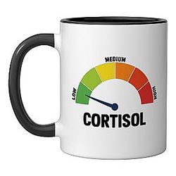 Low Cortisol Levels Ceramic Mug, Black and White