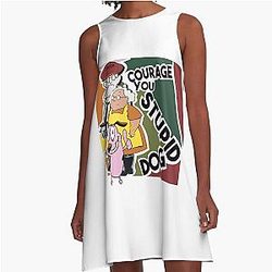 Courage the Cowardly Dog Courage You Stupid Dog A Line Dress