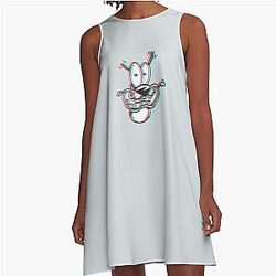 3D Courage the Cowardly Dog Premium Scoop A-Line Dress