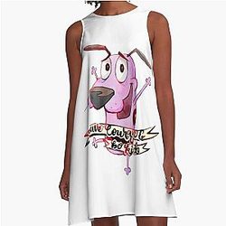 Have Courage and Be Kind - The Cowardly Dog Fanart A-Line Dress