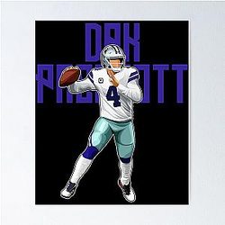 Dak Prescott Throws for Touchdown Bold Poster