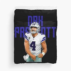Dak Prescott Celebrates Touchdown Bold Duvet Cover