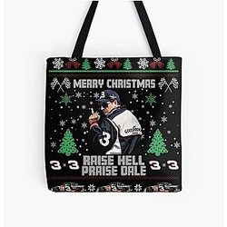 Merry Christmas Raise Hell Praise Dale Earnhardt All Over Print Tote Bag