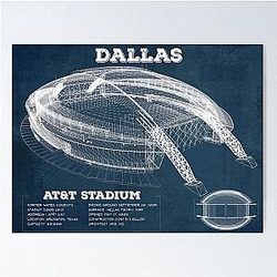Dallas Cowboys AT&T Stadium Vintage Football Poster