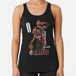 Damian Lillard Portland Trail Blazers Vector Art Dame Time Racerback Tank Top