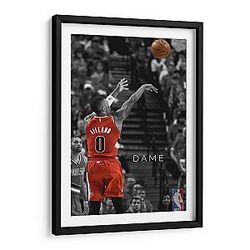 Damian Lillard 11 x 7 in Fine Art Framed Print With Mat Basketball Wall Decor
