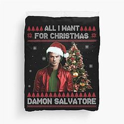 All I Want For Christmas Is Damon Salvatore Duvet Cover