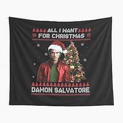 All I Want for Christmas Is Damon Salvatore Tapestry