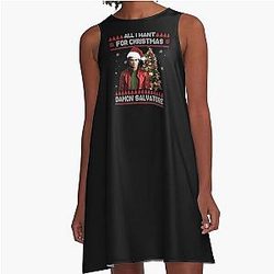 All I Want for Christmas Is Damon Salvatore A-Line Dress