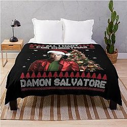 All I Want for Christmas Is Damon Salvatore Throw Blanket