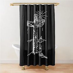 Daniel Johnston WHITE Print Shower Curtain