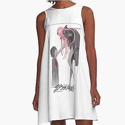 Darling in the Franxx Hiro and Zero Two logo Impression A-Line Dress