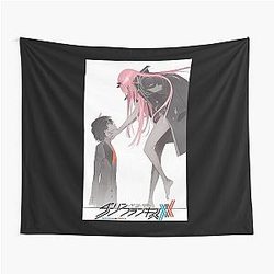 Darling in the Franxx Hiro and Zero Two logo Tapestry