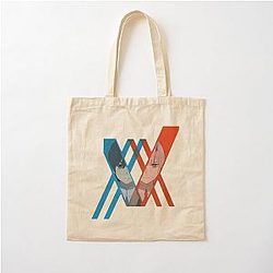 Red Blue and Hiro from Darling in the FranXX Cotton Tote Bag