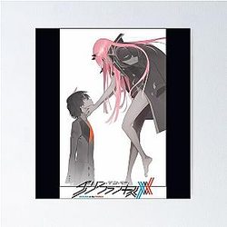 Darling in the FranXX Hiro and Zero Two Logo Poster