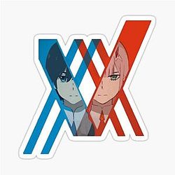 Red Blue and Hiro from Darling in the FranXX Sticker