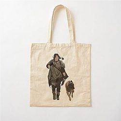 Daryl Dixon and Dog Cotton Tote Bag