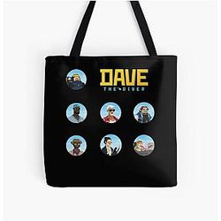 Dave the Diver Character Mega Pack Sticker Set All Over Print Tote Bag