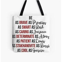 Criminal Minds Spencer Reid Emily Prentiss Derek Morgan Aaron Hotchner David Rossi Penelope Garcia All Over Print Tote Bag