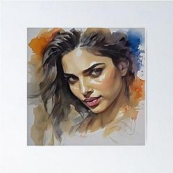 Watercolor image with Deepika Padukone Poster