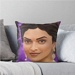 Deepika Padukone Bollywood Star Digital Painting Throw Pillow