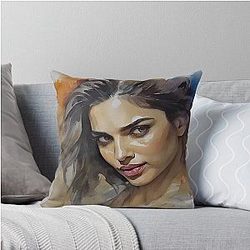 Watercolor image with Deepika Padukone Throw Pillow