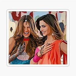 actress Deepika Padukone with Kalki Koechlin in Yeh Jeevani Hai Deewani Sticker