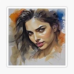 Watercolor image with Deepika Padukone sticker