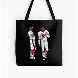 Deion Sanders and Jerry Rice Comic Vintage All Over Print Tote Bag