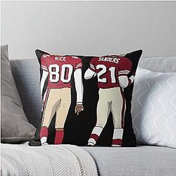 Deion Sanders Jerry Rice Throw Pillow