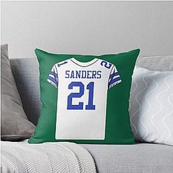 Deion Sanders 21 Jersey Throw Pillow