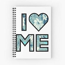 I Love Me - Blue Floral Spiral Notebook