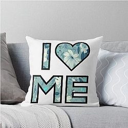 I Love Me Blue Floral Demi Lovato Inspired Throw Pillow