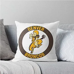 Denver Broncos Retro Fan Art Throw Pillow