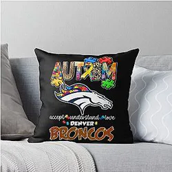 Art Denver Broncos Throw Pillow