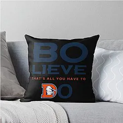 Art Denver Broncos Throw Pillow