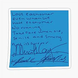 Grey's Post It- Meredith and Derek Marriage Sticker