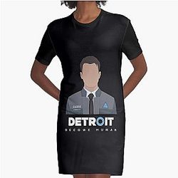 Retro Vintage Detroit Become Human Retro Wave Graphic T-Shirt Dress