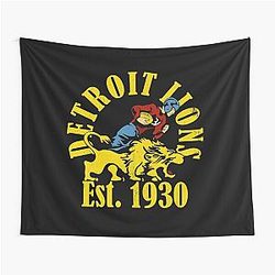 Retro Detroit Lions Tapestry