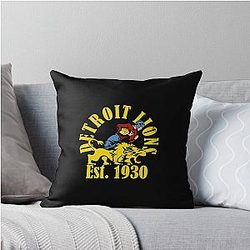 Retro Detroit Lions Throw Pillow