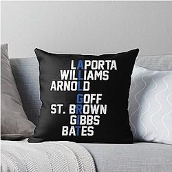 Detroit Lions LaPorta Gibbs Goff St. Brown Williams Bates Throw Pillow