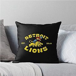 Vintage Detroit Lion Throw Pillow