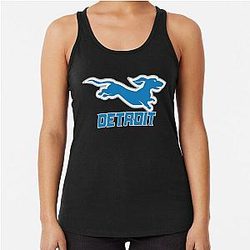 Detroit Lions Dachshund Racerback Tank Top