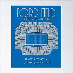 Detroit Lions Ford Field Stadium Print