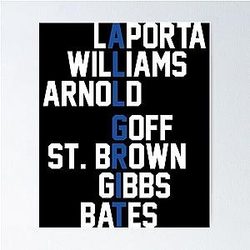 Detroit Lions St. Brown Goff Williams Bates Poster