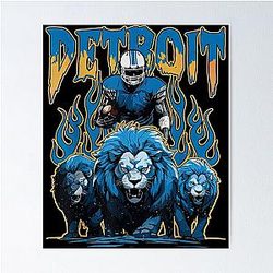 Detroit Lions Beanie & Shades Combo Poster
