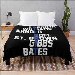 Detroit Lions Goff St. Brown Williams Bates Throw Blanket