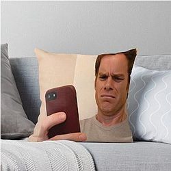 Dexter Morgan Cringes at Phone Throw Pillow